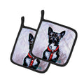 Boston Terrier Ziggy Pot Holder Set of 2 Heat Resistant Quilted Hot Pads 7.5 x 7.5 Inch, Insulated Kitchen Trivets for Cooking & Baking