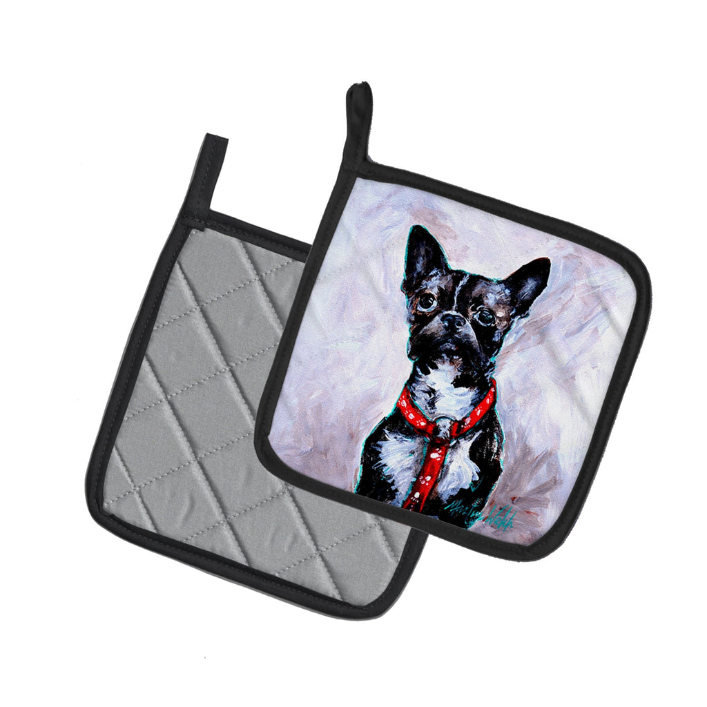 Boston Terrier Ziggy Pot Holder Set of 2 Heat Resistant Quilted Hot Pads 7.5 x 7.5 Inch, Insulated Kitchen Trivets for Cooking & Baking