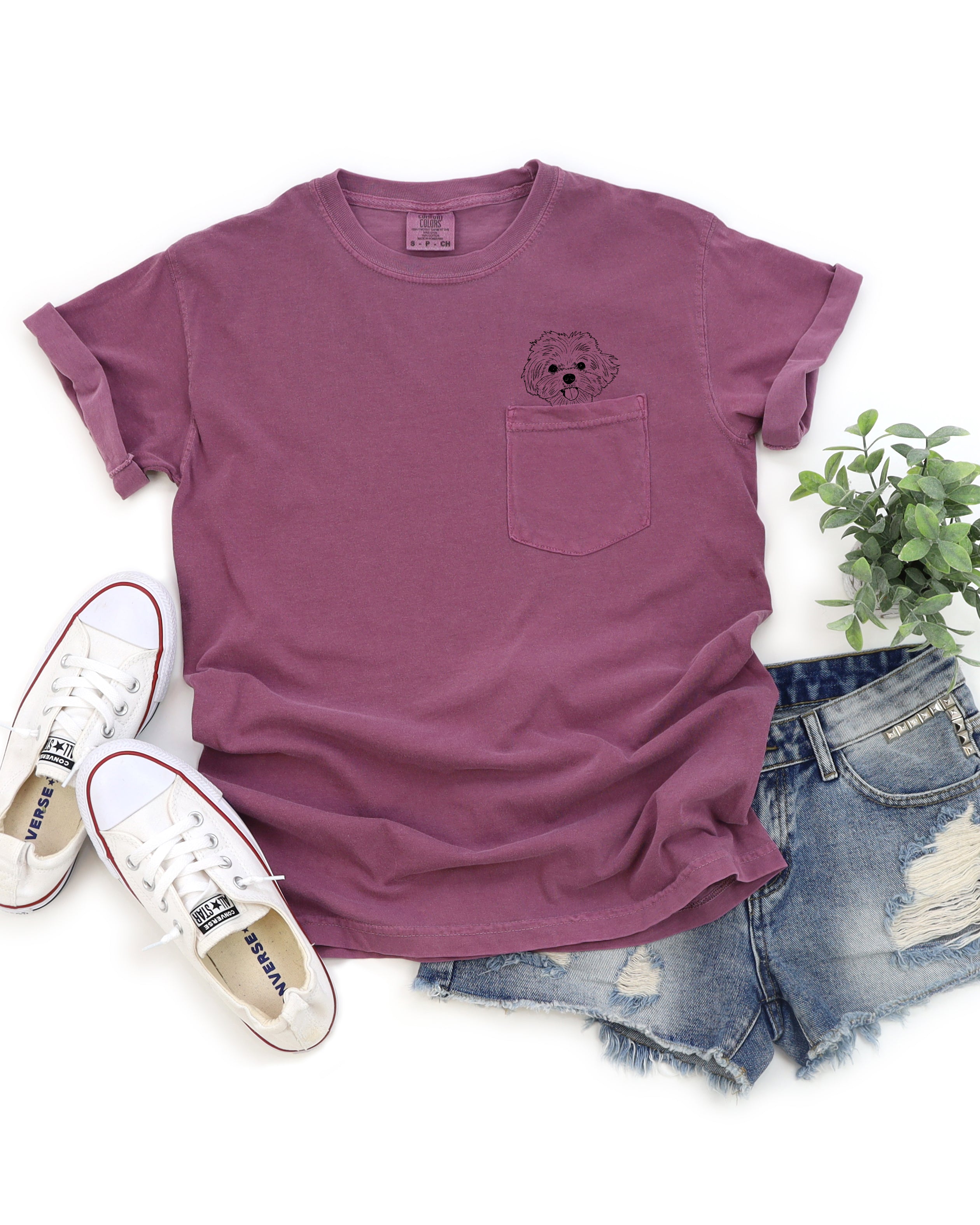 Maltese Dog mom Comfort Colors Pocket T Shirt