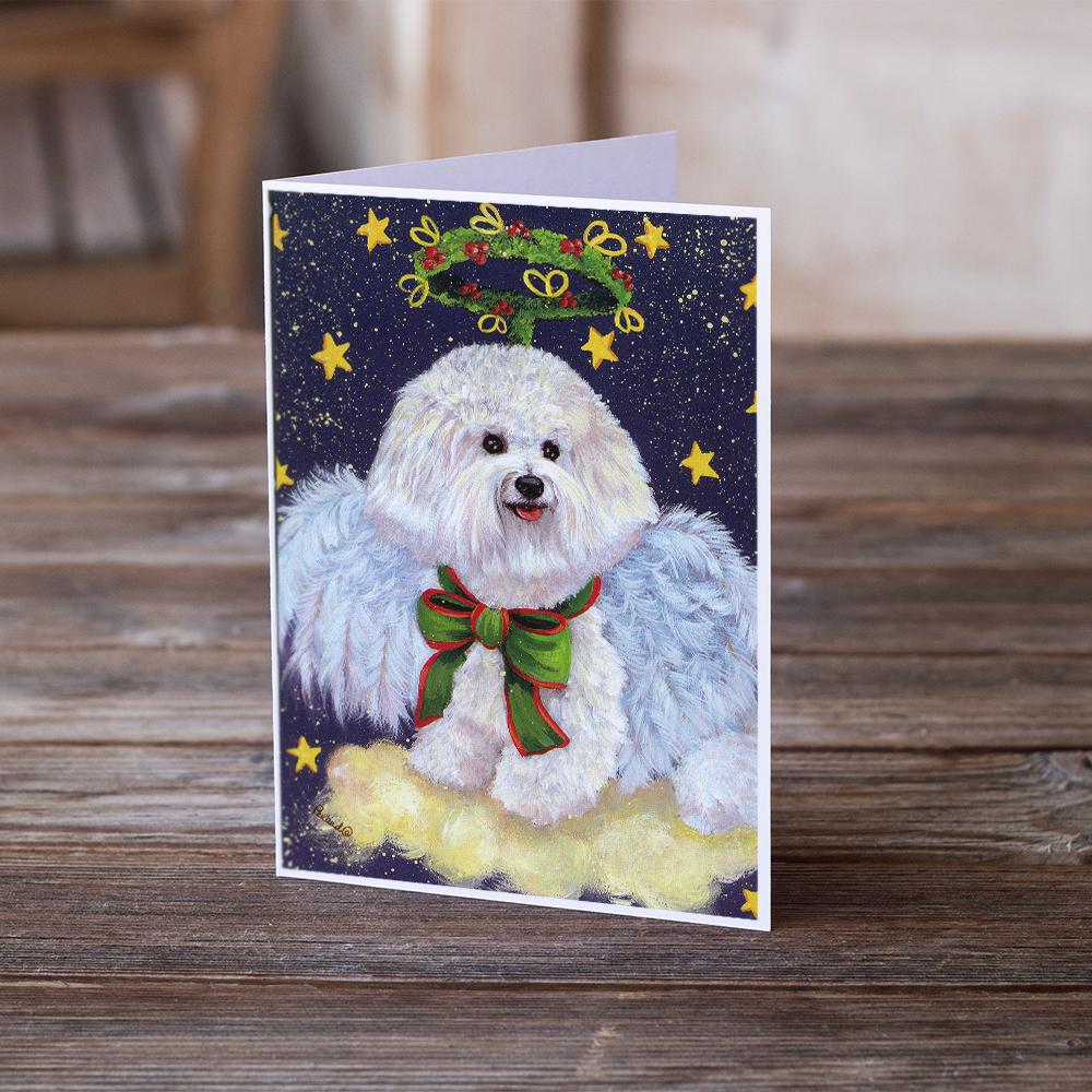 Bichon Frise Christmas Angel Greeting Cards Pack of 8 Blank Cards with Envelopes Whimsical A7 Size 5x7