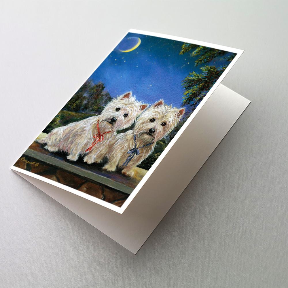 Westie Moonlight Stroll Greeting Cards Pack of 8 Blank Cards with Envelopes Whimsical A7 Size 5x7