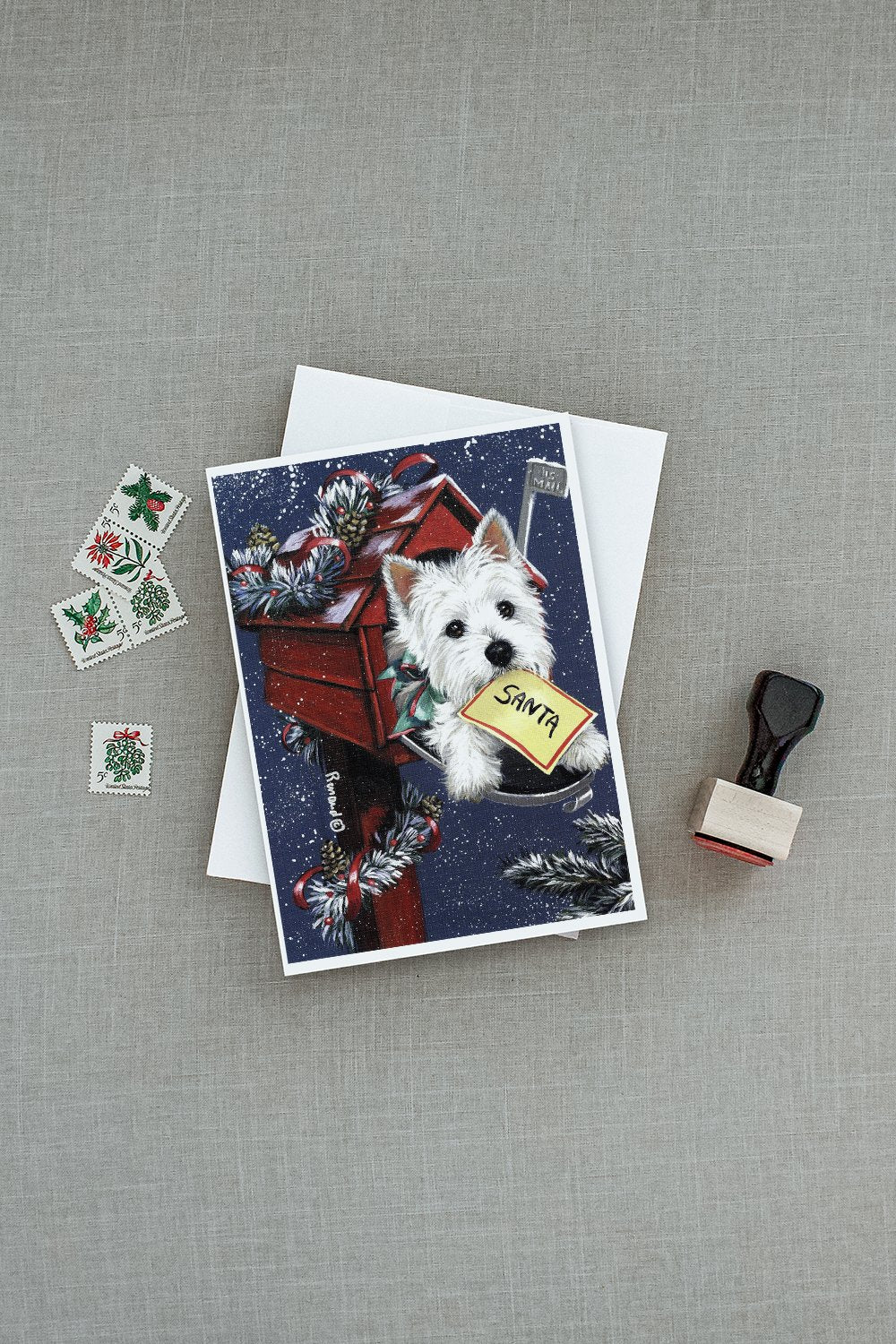 Westie Zoe's Christmas List Greeting Cards Pack of 8 Blank Cards with Envelopes Whimsical A7 Size 5x7