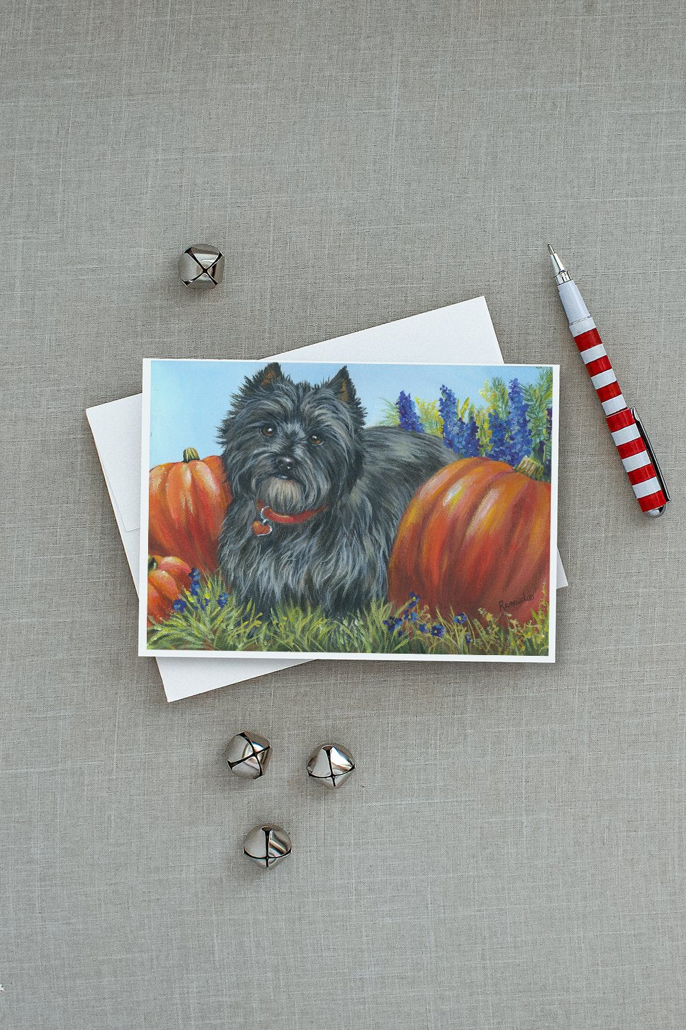 Cairn Terrier Mom's Pumpkins Greeting Cards Pack of 8 Blank Cards with Envelopes Whimsical A7 Size 5x7