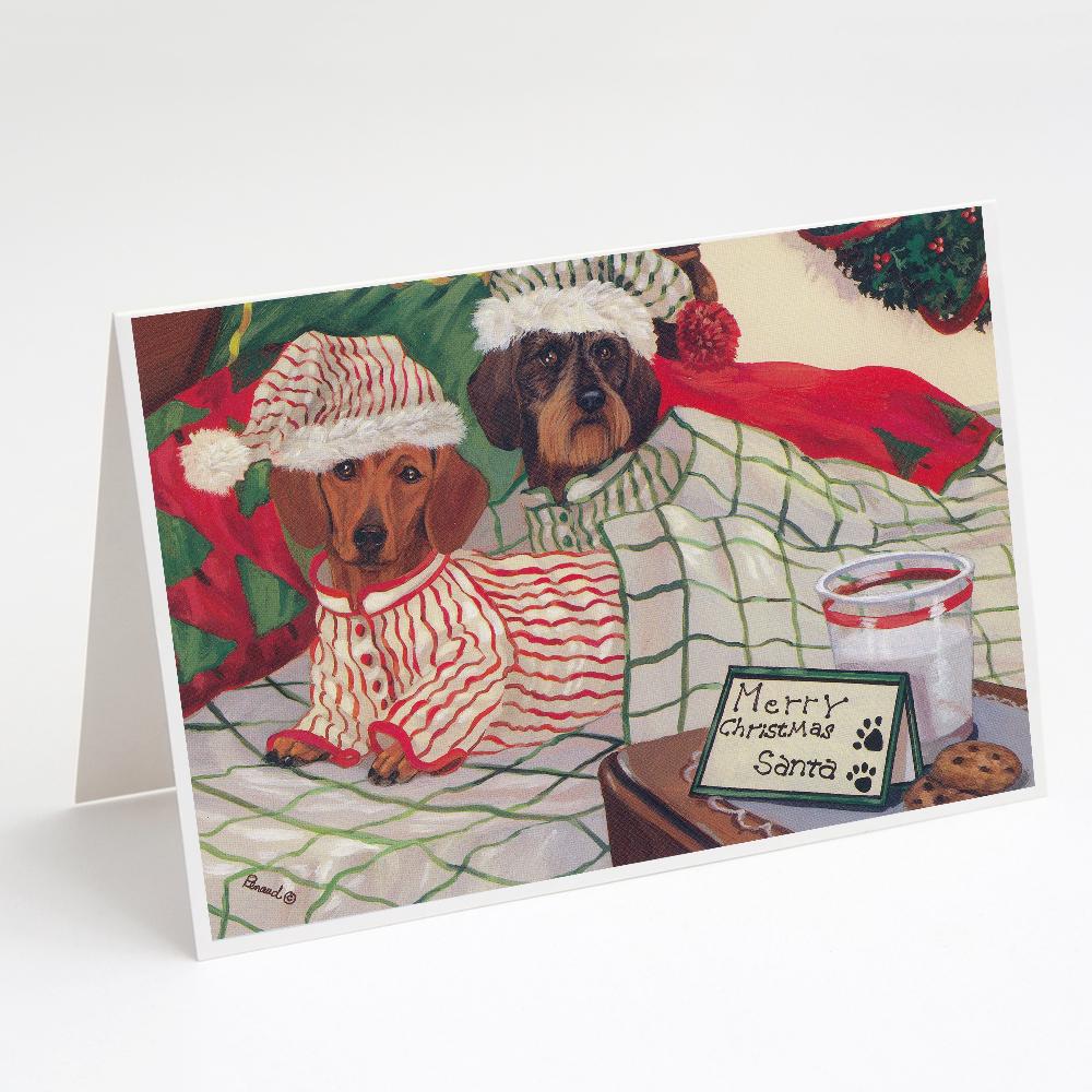 Dachshund Christmas Waiting for Santa Greeting Cards Pack of 8 Blank Cards with Envelopes Whimsical A7 Size 5x7