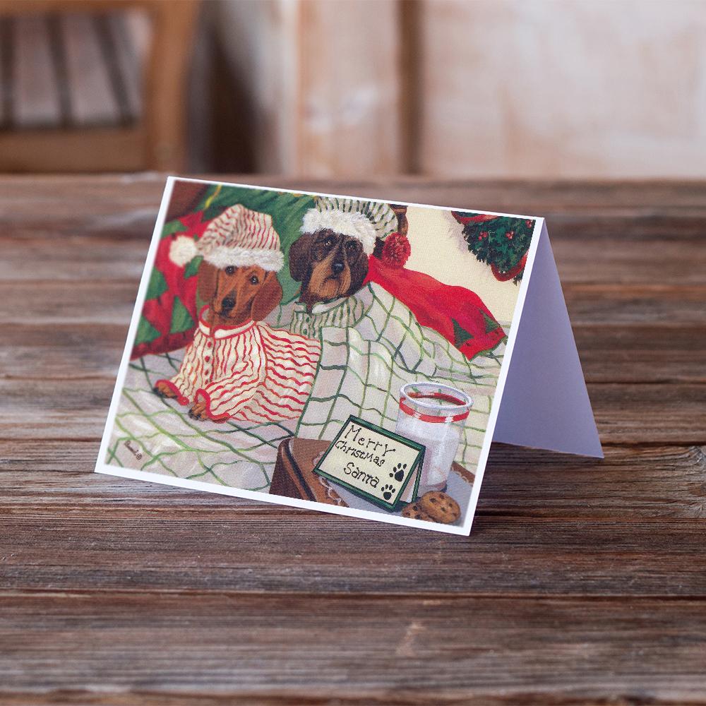 Dachshund Christmas Waiting for Santa Greeting Cards Pack of 8 Blank Cards with Envelopes Whimsical A7 Size 5x7