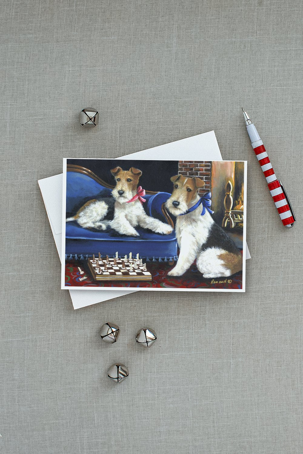 Fox Terrier Checkmates Greeting Cards Pack of 8 Blank Cards with Envelopes Whimsical A7 Size 5x7