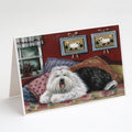 Old English Sheepdog Sweet Dreams Greeting Cards Pack of 8 Blank Cards with Envelopes Whimsical A7 Size 5x7