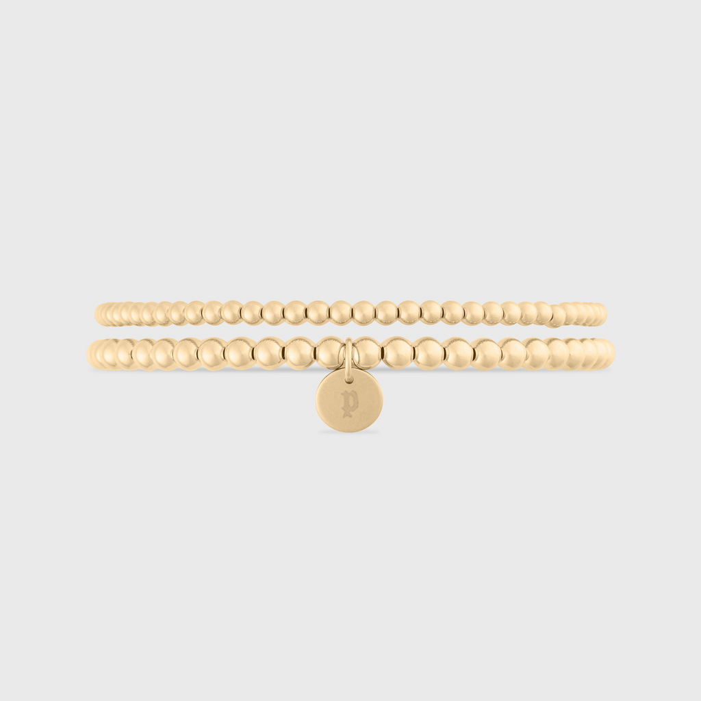 old english initial juno double bracelet stack (3+4mm)