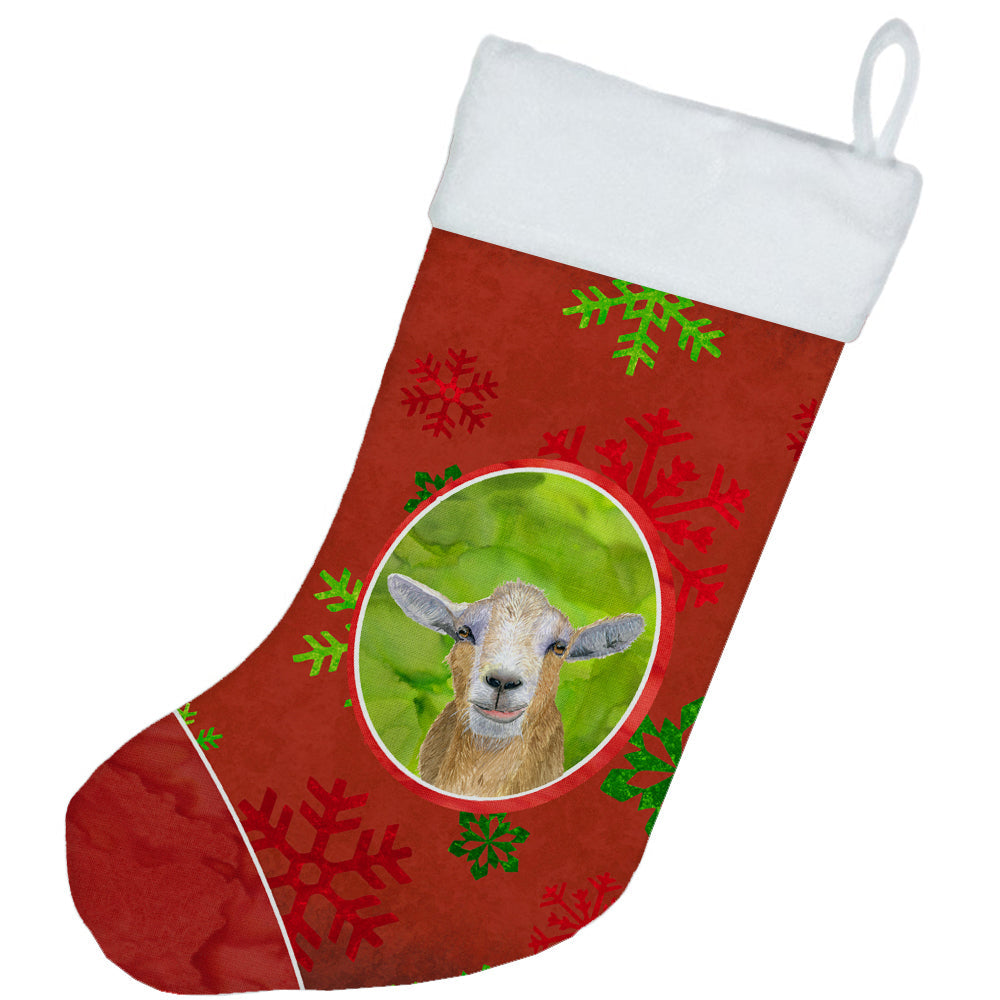 Goat Red Snowflakes Holiday Christmas  Holiday Stocking Double-Sided Print, Polyester Suede,11x18, Made in USA