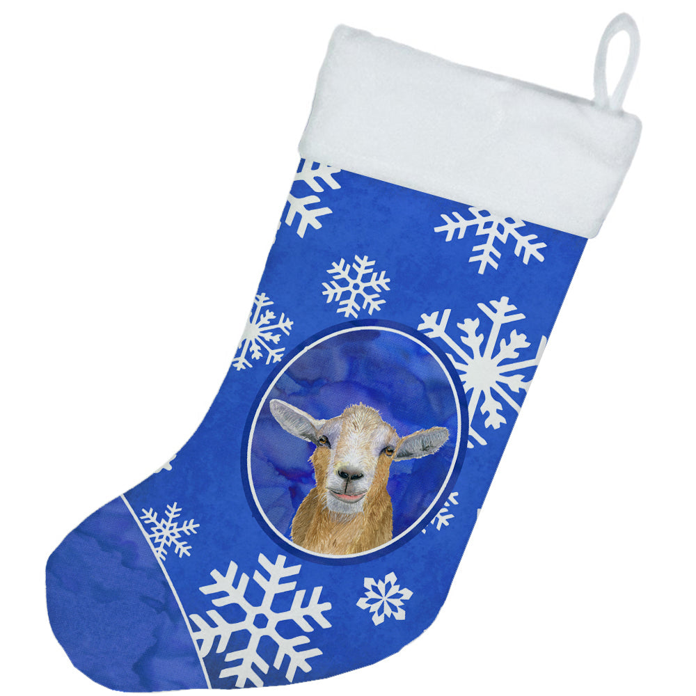 Goat Winter Snowflakes Holiday Holiday Stocking Double-Sided Print, Polyester Suede,11x18, Made in USA