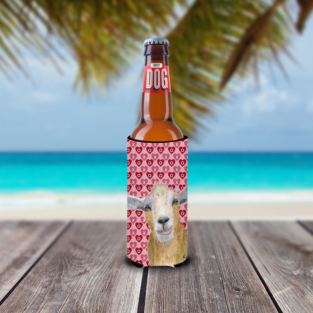 Goat Hearts and Love Slim Can Hugger , Insulated Foam Hugger for 12 oz Slim Cans, Beer Bottles & Water Bottles, Printed in USA