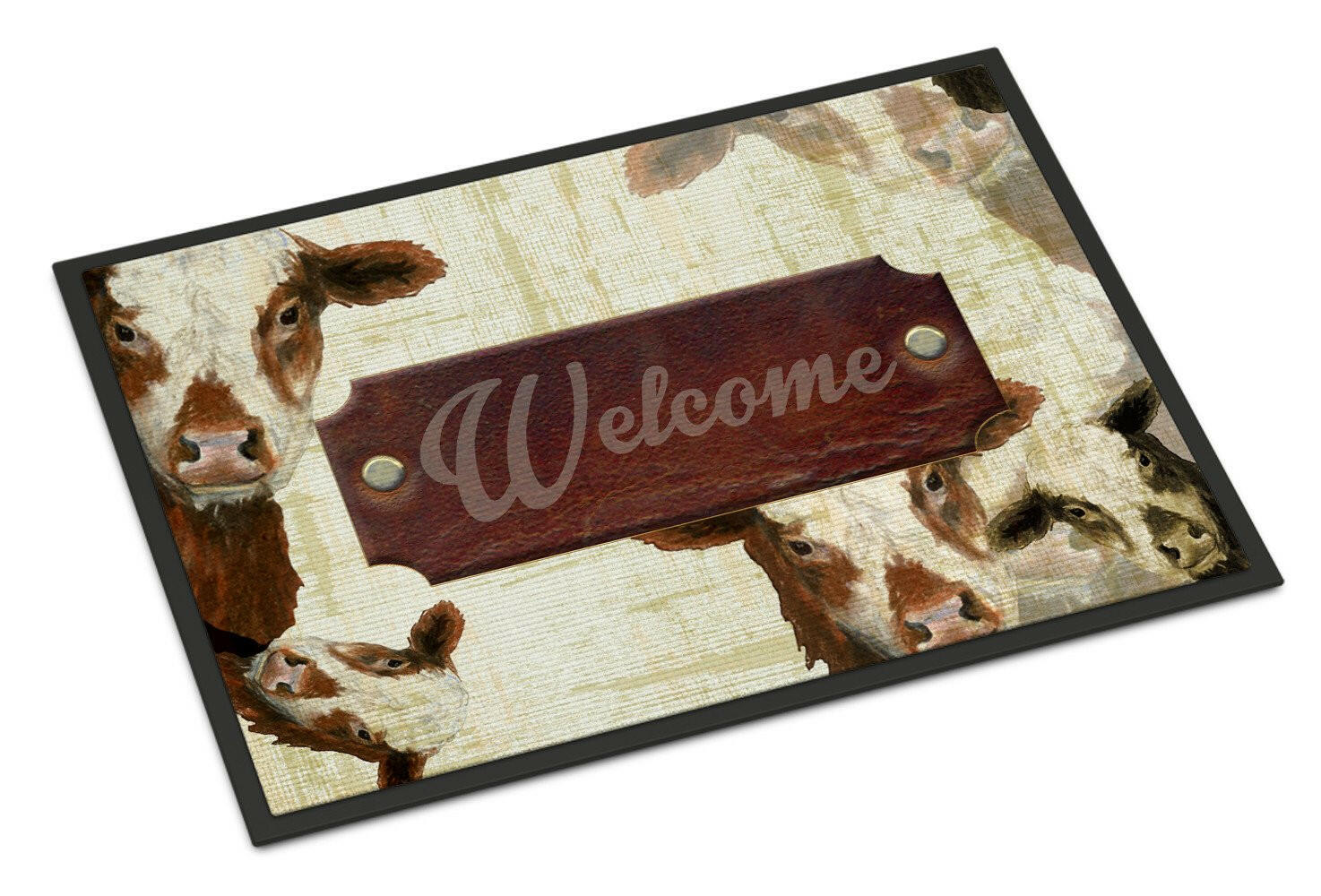Welcome cow Doormat Indoor Outdoor 24H X 36W Front Door Mat Rugs for Entryway, Non Slip Washable Low Pile,