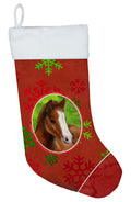 Horse Foal Red Snowflakes Holiday Christmas  Holiday Stocking Double-Sided Print, Polyester Suede,11x18, Made in USA