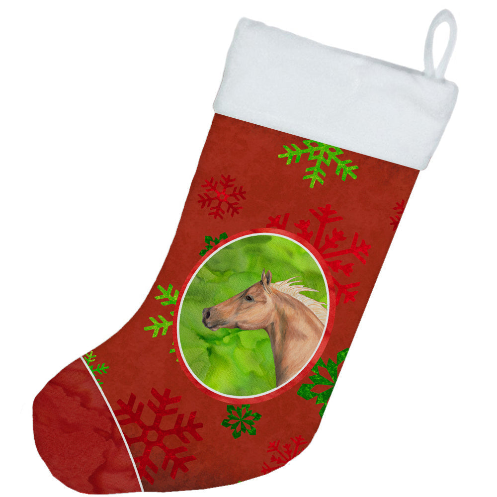 Horse Red Snowflakes Holiday Christmas  Holiday Stocking Double-Sided Print, Polyester Suede,11x18, Made in USA