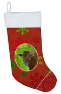 Cow Red Snowflakes Holiday Christmas  Holiday Stocking Double-Sided Print, Polyester Suede,11x18, Made in USA