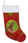 Chicken Red Snowflakes Holiday Christmas  Holiday Stocking Double-Sided Print, Polyester Suede,11x18, Made in USA