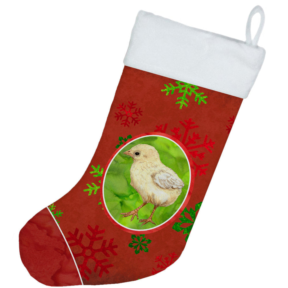 Baby Chick Red Snowflakes Holiday Christmas  Holiday Stocking Double-Sided Print, Polyester Suede,11x18, Made in USA