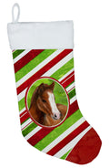 Horse Foal Candy Cane Holiday Christmas Holiday Stocking Double-Sided Print, Polyester Suede,11x18, Made in USA