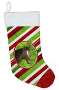 Horse Candy Cane Holiday Christmas Holiday Stocking Double-Sided Print, Polyester Suede,11x18, Made in USA