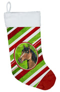Horse Candy Cane Holiday Christmas Holiday Stocking Double-Sided Print, Polyester Suede,11x18, Made in USA