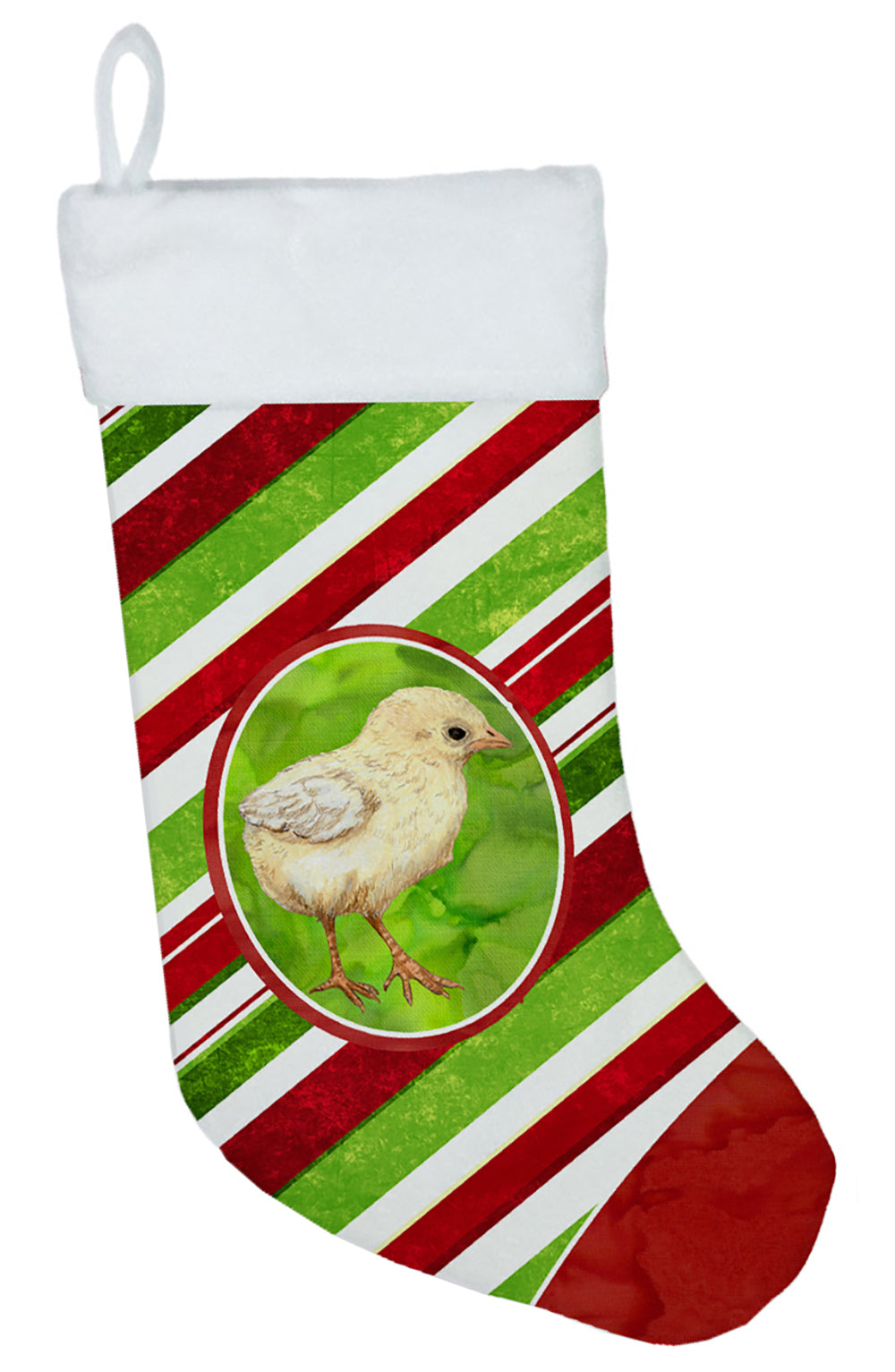 Baby Chick Candy Cane Holiday Christmas Holiday Stocking Double-Sided Print, Polyester Suede,11x18, Made in USA