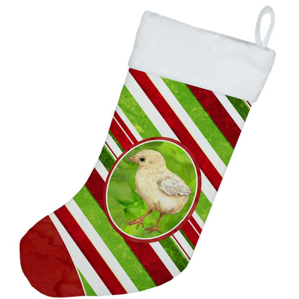 Baby Chick Candy Cane Holiday Christmas Holiday Stocking Double-Sided Print, Polyester Suede,11x18, Made in USA