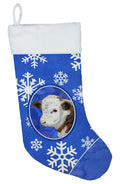 Baby Calf Winter Snowflakes Holiday Holiday Stocking Double-Sided Print, Polyester Suede,11x18, Made in USA