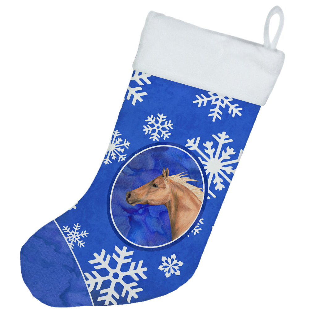 Horse Winter Snowflakes Holiday Holiday Stocking Double-Sided Print, Polyester Suede,11x18, Made in USA