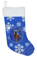Horse Roper Winter Snowflakes Holiday Holiday Stocking Double-Sided Print, Polyester Suede,11x18, Made in USA