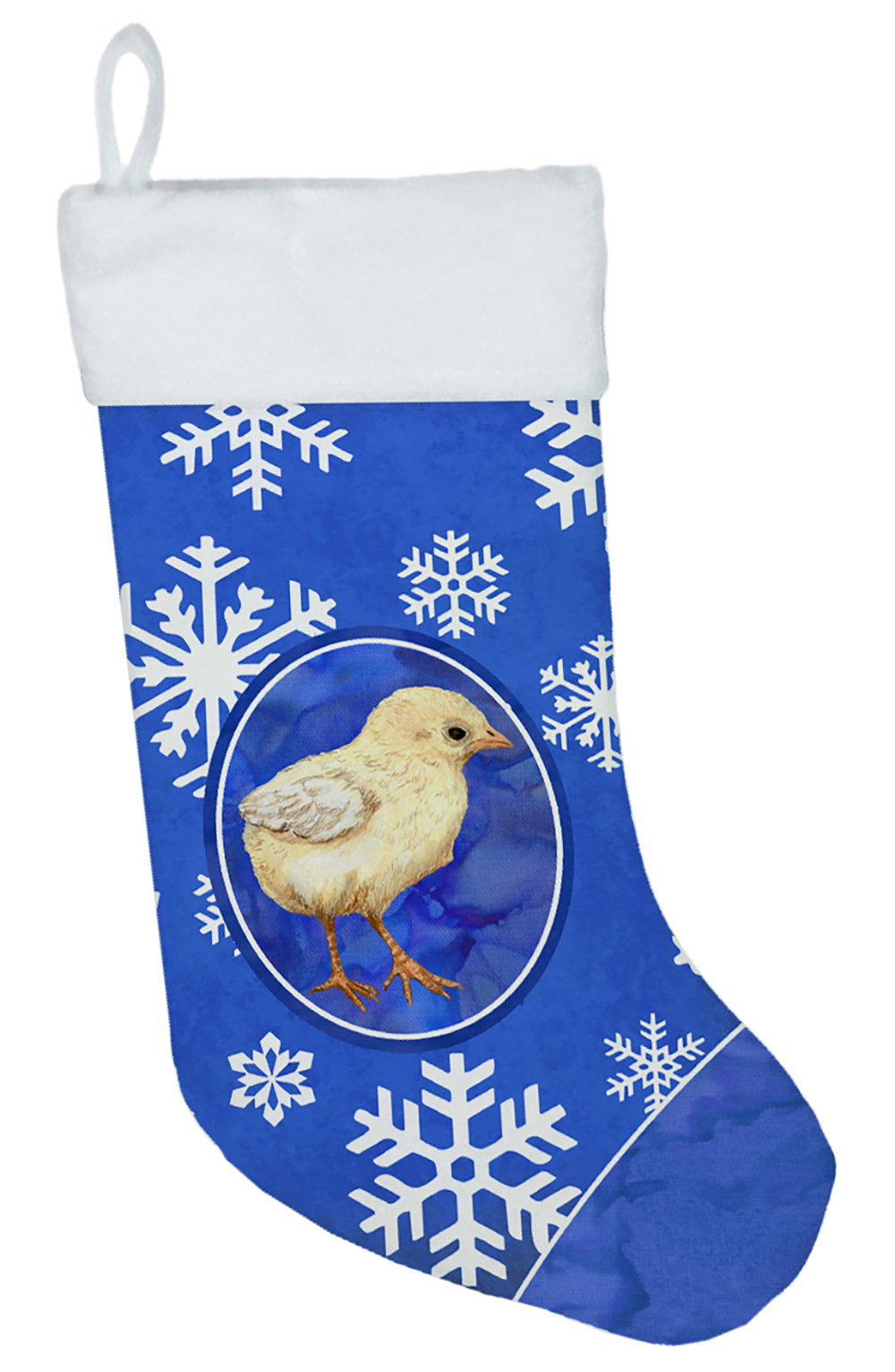 Baby Chick Winter Snowflakes Holiday Holiday Stocking Double-Sided Print, Polyester Suede,11x18, Made in USA