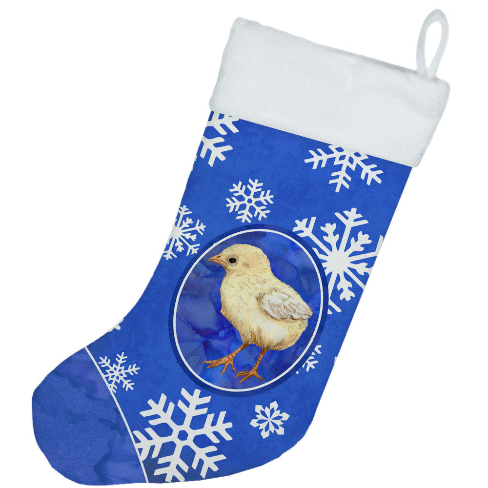 Baby Chick Winter Snowflakes Holiday Holiday Stocking Double-Sided Print, Polyester Suede,11x18, Made in USA