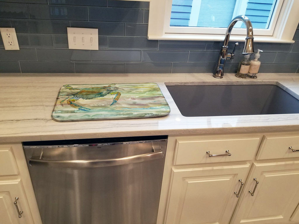 Blue Crab Sunset Dish Drying Mat Absorbent Dish Drying Mat Pad for Kitchen Counter Dish Drainer Mat for Countertop, 14 x 21", Multicolor