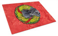 Labrador Christmas Wreath Cutting Board Tempered Glass Kitchen Cutting Surface, Heat Resistant Chopping, Non-Slip Feet, Food Prep & Serving
