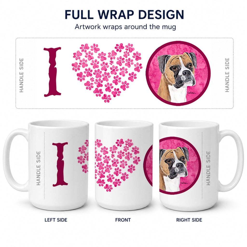 Pink Boxer Ceramic Coffee Mug 15 oz Decorative Large C Handle Mug Cup for Tea, Cocoa Hot Chocolate