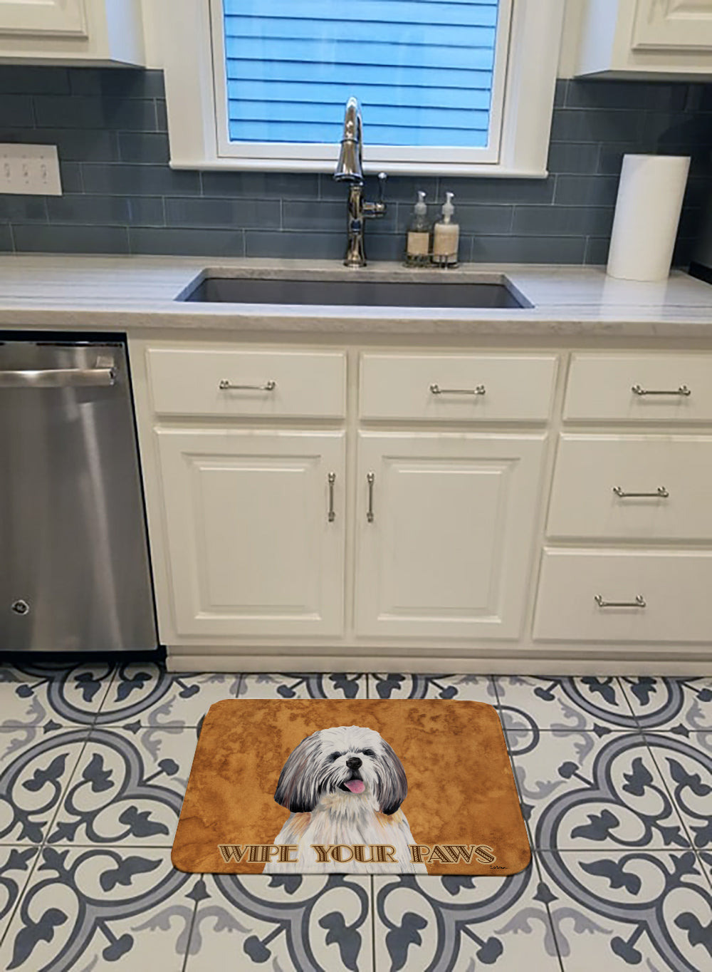 Shih Tzu Wipe your Paws Memory Foam Kitchen Mat Machine Washable Anti-Fatigue Cushion Comfort Bath or Kitchen Rug