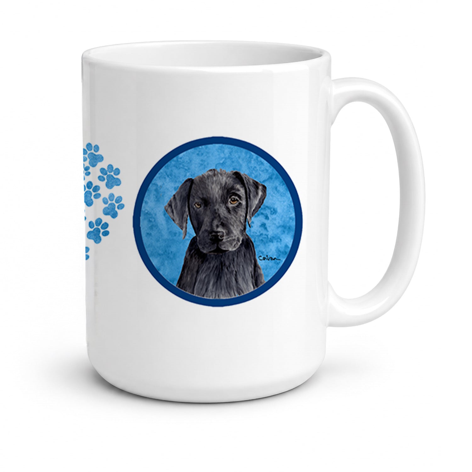 Blue Labrador Ceramic Coffee Mug 15 oz Decorative Large C Handle Mug Cup for Tea, Cocoa Hot Chocolate