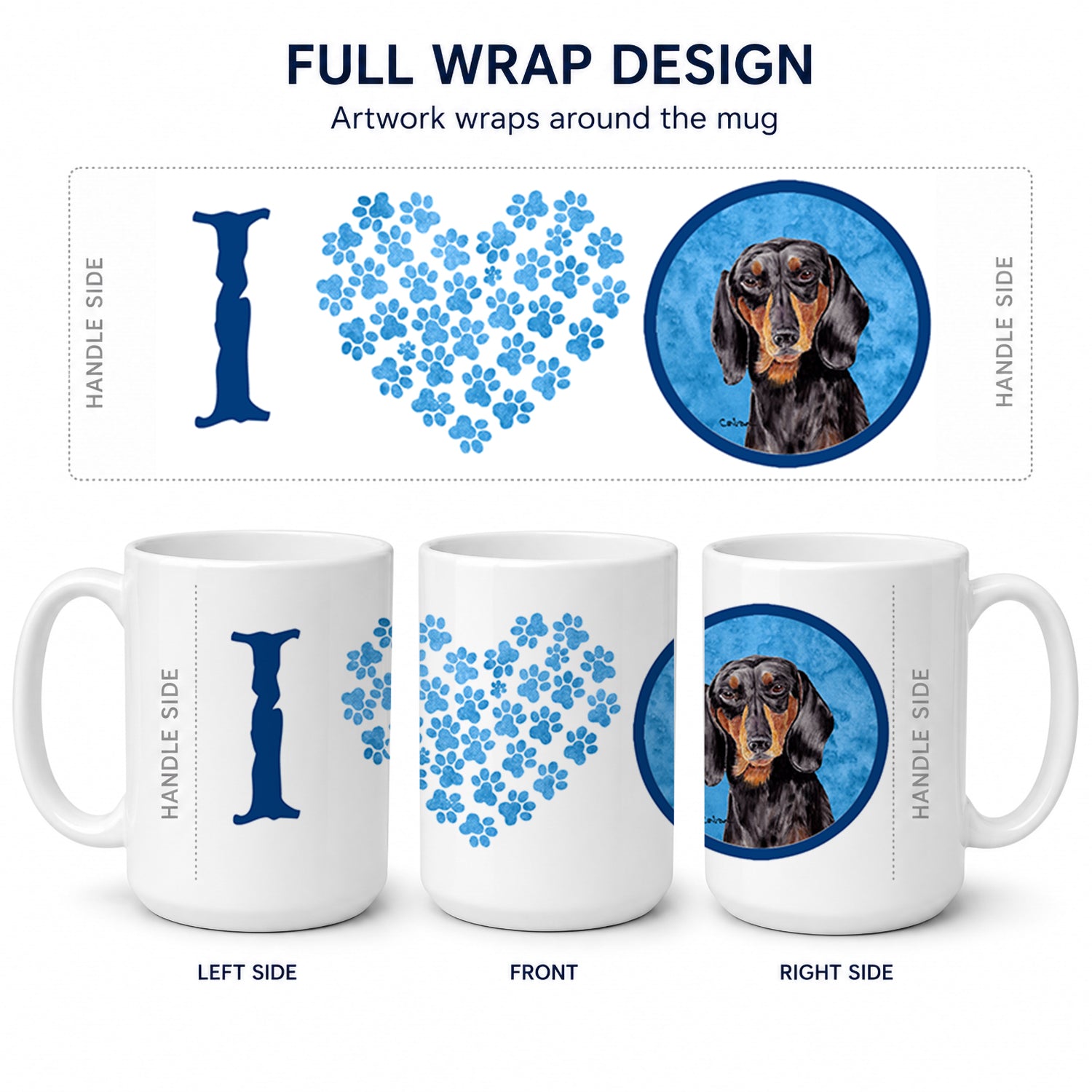 Blue Dachshund Ceramic Coffee Mug 15 oz Decorative Large C Handle Mug Cup for Tea, Cocoa Hot Chocolate