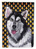 Alaskan Malamute Candy Corn Halloween House Flag 28x40 Porch Sleeve Pole Decorative Outside Yard Banner Artwork Wall Hanging, Polyester