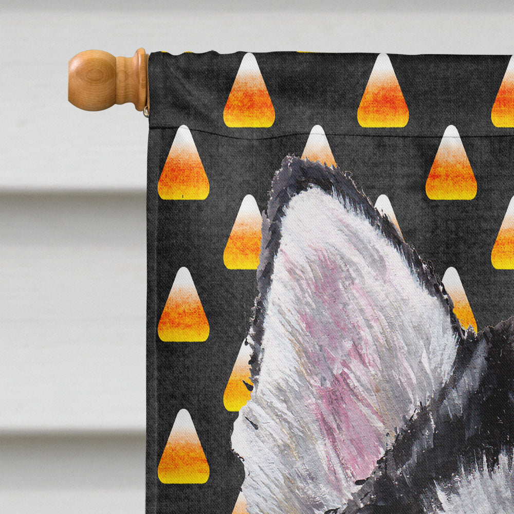 Alaskan Malamute Candy Corn Halloween House Flag 28x40 Porch Sleeve Pole Decorative Outside Yard Banner Artwork Wall Hanging, Polyester