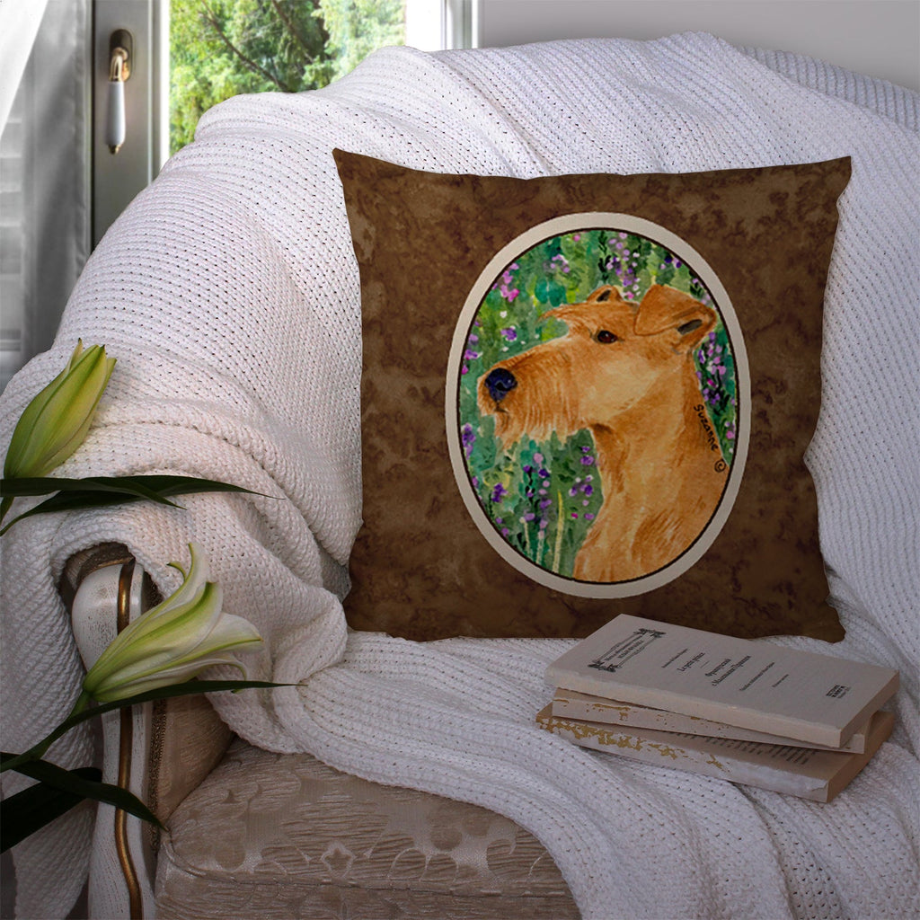 Irish Terrier Decorative Throw Pillow 14x14 Indoor Outdoor Accent Cushion, Fabric Cover with Insert for Sofa, Bed, Porch & Living Room