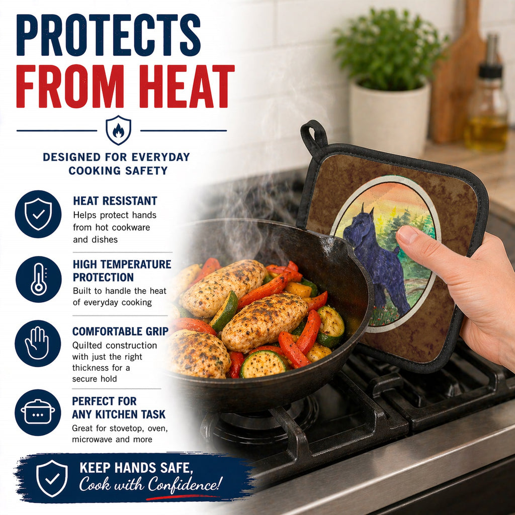 Schnauzer Pot Holder Set of 2 Heat Resistant Quilted Hot Pads 7.5 x 7.5 Inch, Insulated Kitchen Trivets for Cooking & Baking