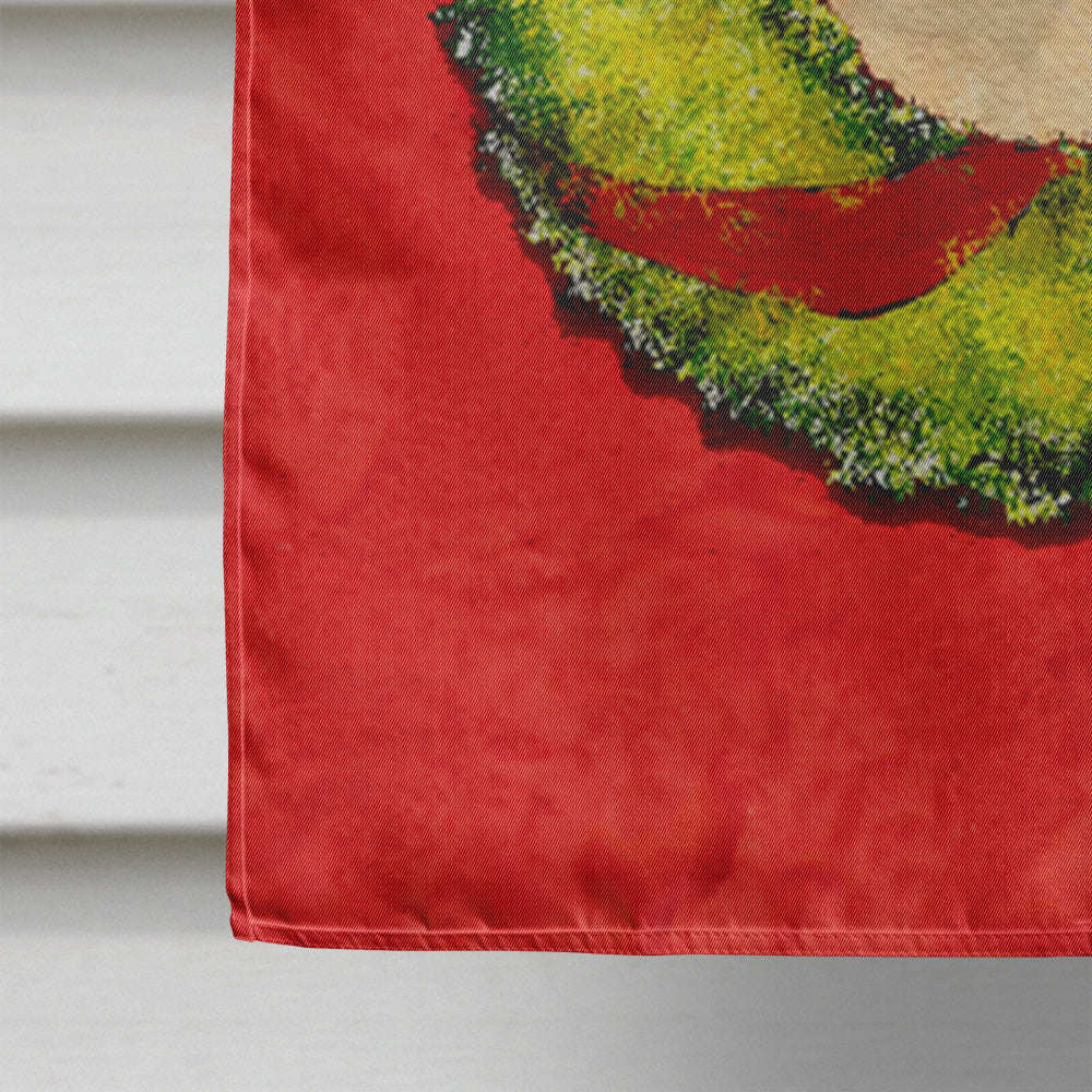 French Bulldog Cristmas Wreath House Flag 28x40 Porch Sleeve Pole Decorative Outside Yard Banner Artwork Wall Hanging, Polyester