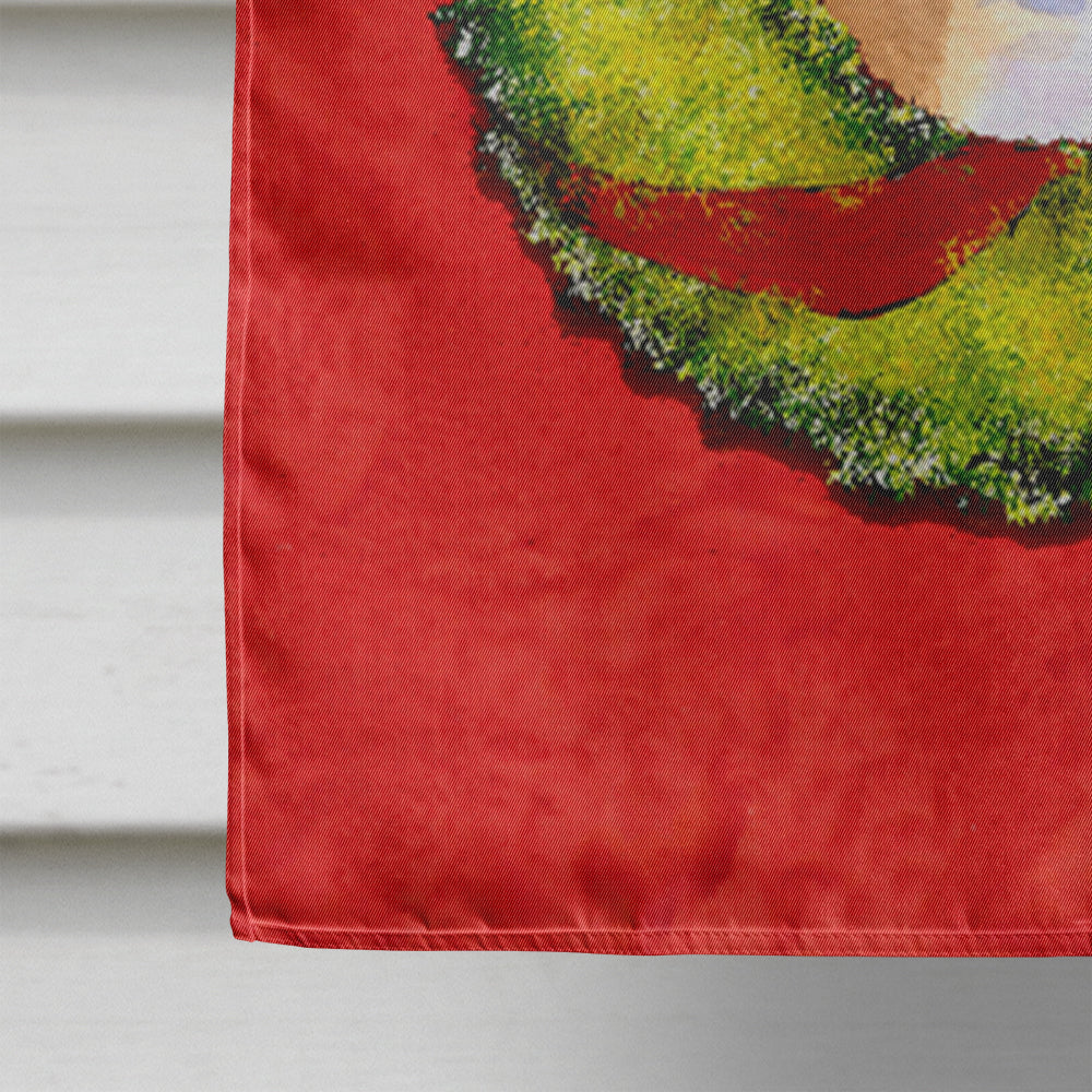 Bulldog English Cristmas Wreath House Flag 28x40 Porch Sleeve Pole Decorative Outside Yard Banner Artwork Wall Hanging, Polyester