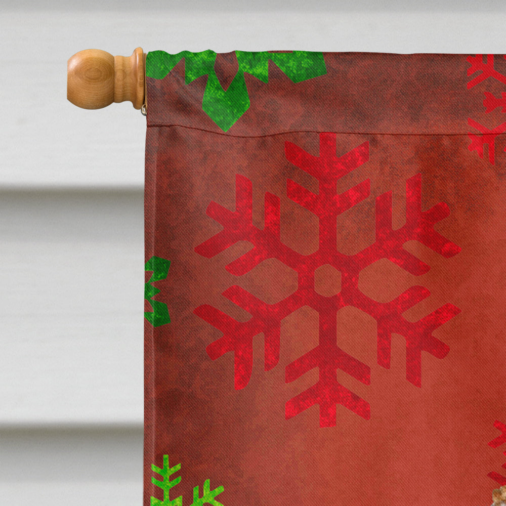 Jack Russell Terrier Red Green Snowflakes Holiday Christmas House Flag 28x40 Porch Sleeve Pole Decorative Outside Yard Banner Artwork Wall Hanging, Polyester