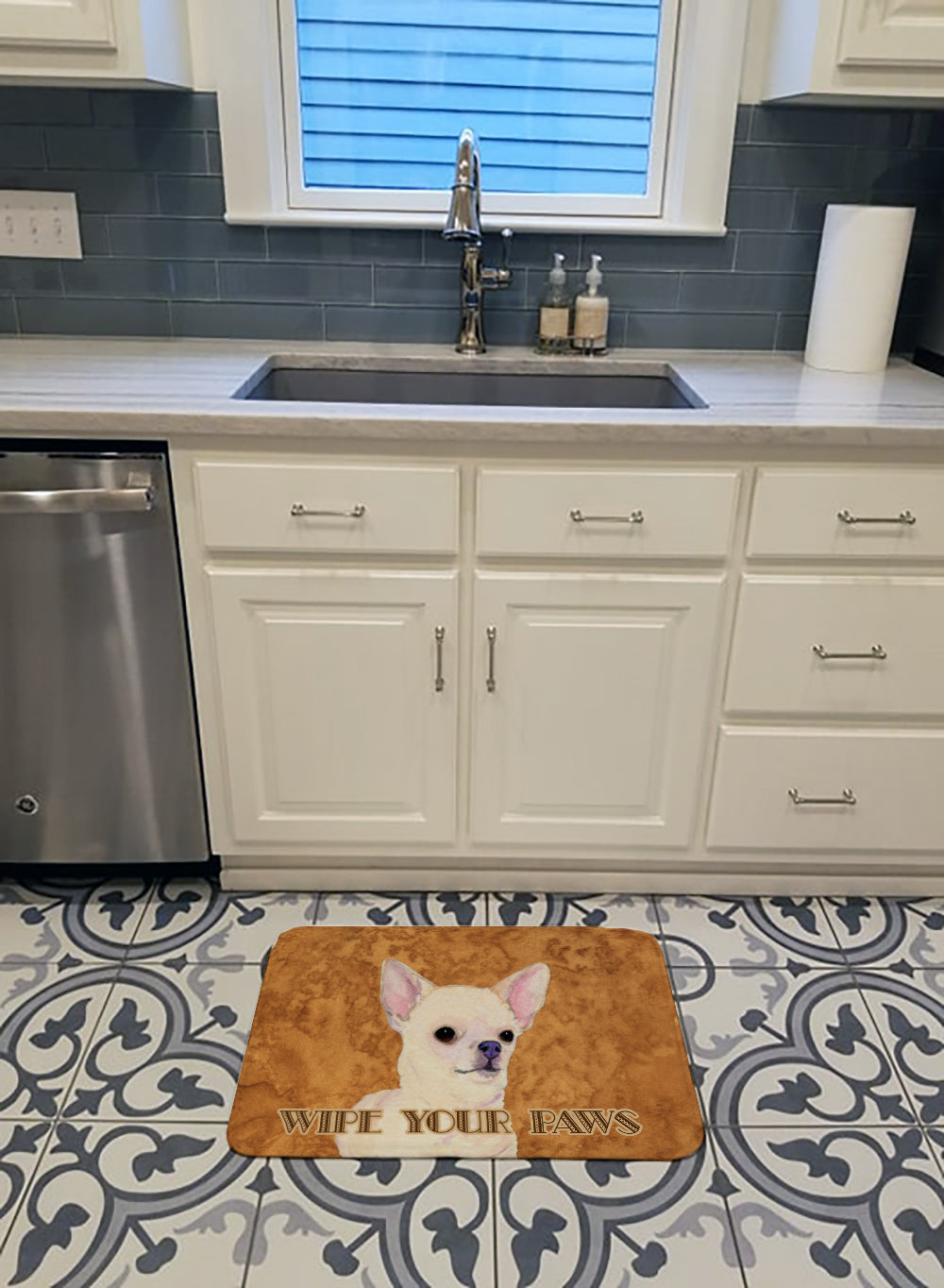 Chihuahua Wipe your Paws Memory Foam Kitchen Mat Machine Washable Anti-Fatigue Cushion Comfort Bath or Kitchen Rug