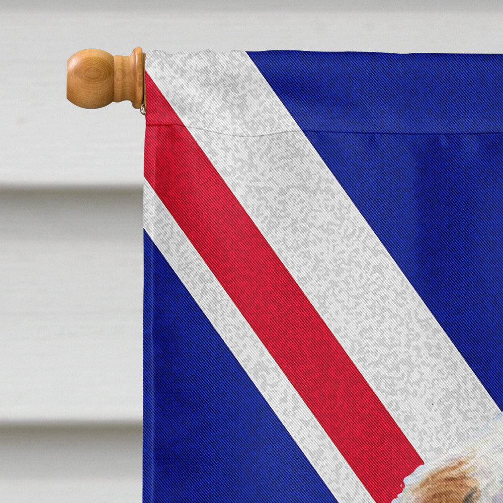 Clumber Spaniel with English Union Jack British Flag House Flag 28x40 Porch Sleeve Pole Decorative Outside Yard Banner Artwork Wall Hanging, Polyester