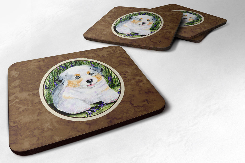 Australian Shepherd Foam Coasters Set of 4 Cup Coasters for Indoor Outdoor, Tabletop Protection, Anti Slip, Mouse pad Material