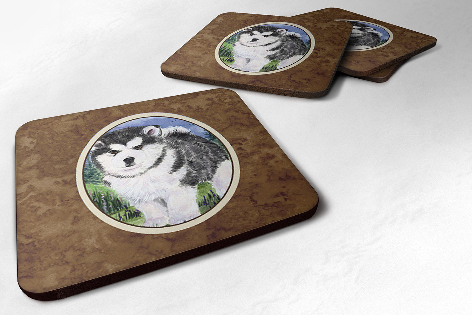 Alaskan Malamute Foam Coasters Set of 4 Cup Coasters for Indoor Outdoor, Tabletop Protection, Anti Slip, Mouse pad Material