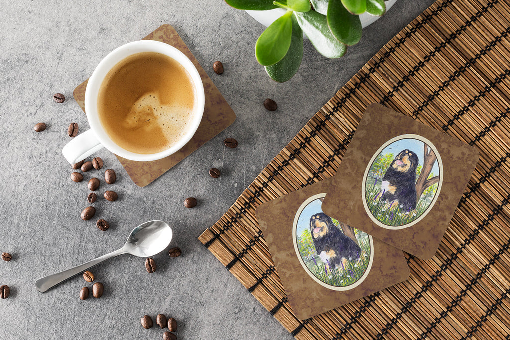 Tibetan Mastiff Foam Coasters Set of 4 Cup Coasters for Indoor Outdoor, Tabletop Protection, Anti Slip, Mouse pad Material