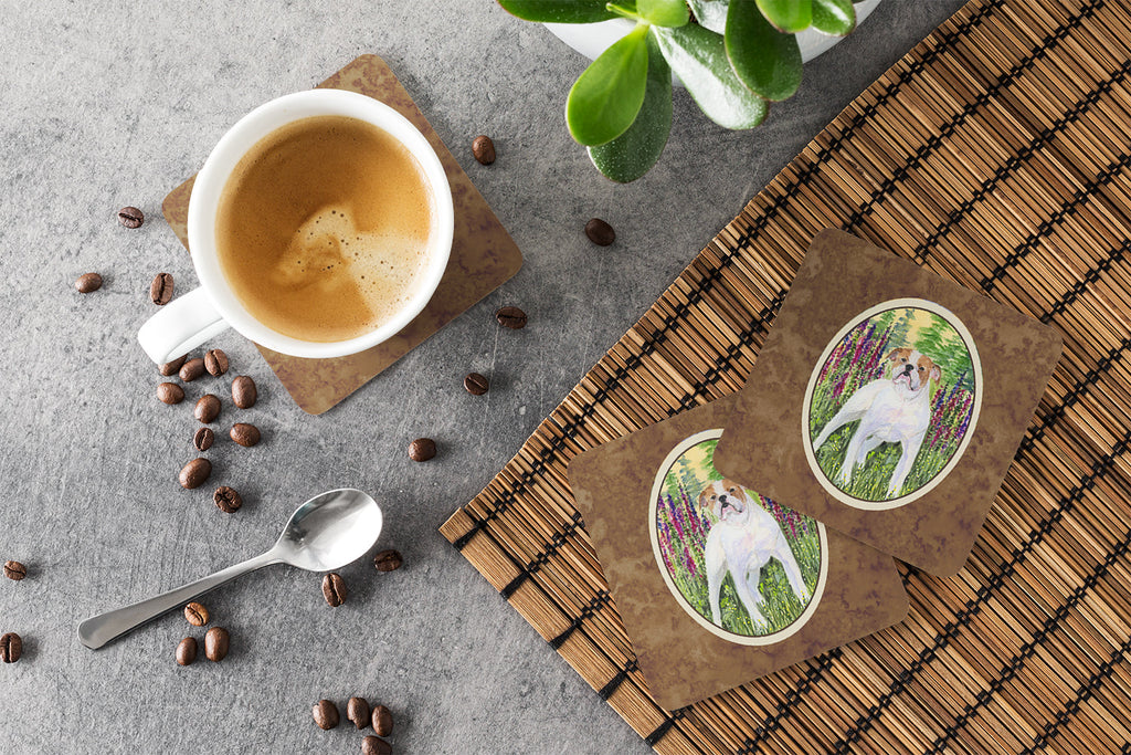 English Bulldog Foam Coasters Set of 4 Cup Coasters for Indoor Outdoor, Tabletop Protection, Anti Slip, Mouse pad Material